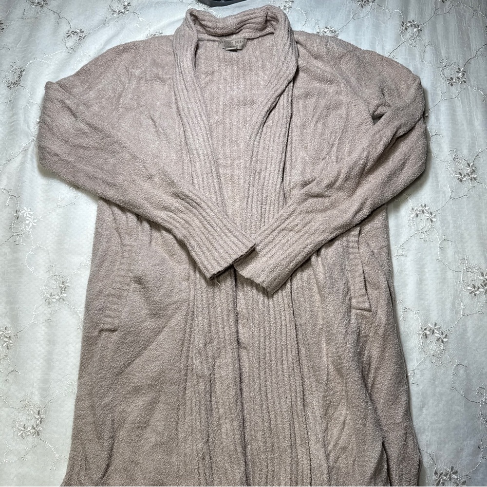 barefoot dreams cozychic lite ribbed long cardigan – size xs (nutmeg tan) - Picture 6 of 6